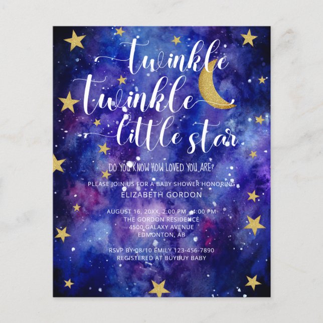 Budget Twinkle Twinkle Little Star Baby Shower (Front)