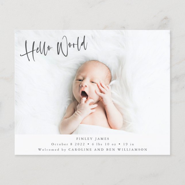 Budget Two Photo Double Sided Birth Announcement (Front)