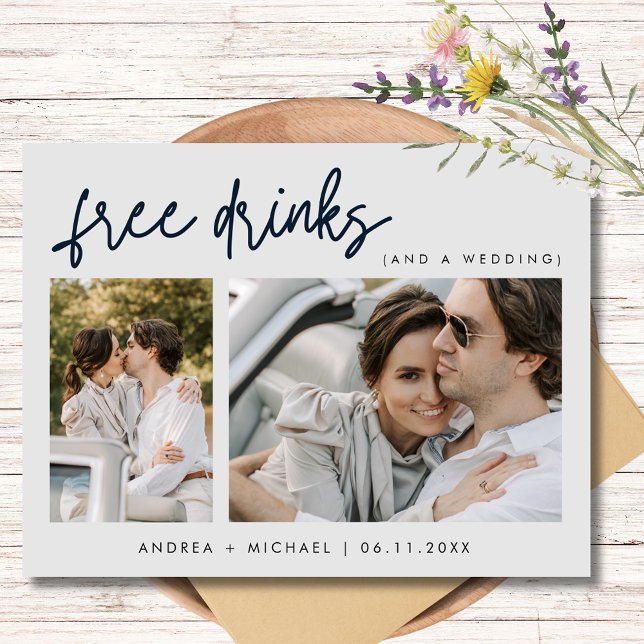 Budget Two Photo Wedding Save the Date Invitation Postcard (Budget Two Photo Wedding Save the Date Invitation Postcard)