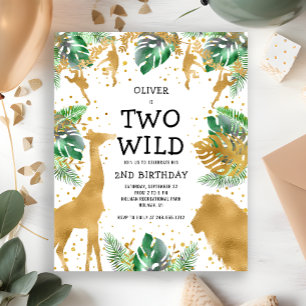 Budget Two Wild Safari 2nd Birthday Invitation