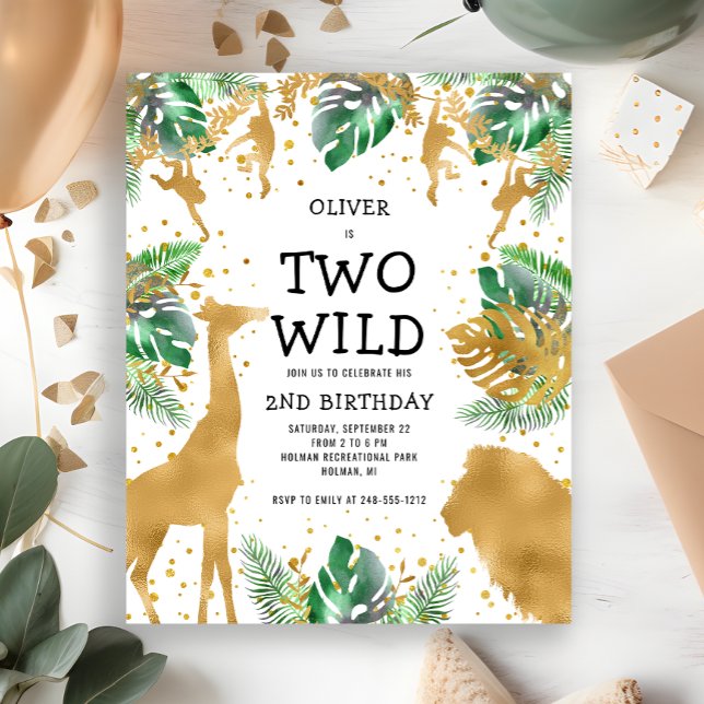 Budget Two Wild Safari 2nd Birthday Invitation (Creator Uploaded)