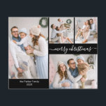 Budget Typography 5 Photo Collage Christmas Cards<br><div class="desc">Budget, Minimalist, Elegant Calligraphy Black and White Script 5 Photo Collage "Merry Christmas" Script Holiday Thin Card. This festive, simple, whimsical five (5) photo holiday card template (on front 4 photo and back 1 photo) features a pretty grid photo collage and says „Merry Christmas”! The „Merry Christmas” greeting text written...</div>