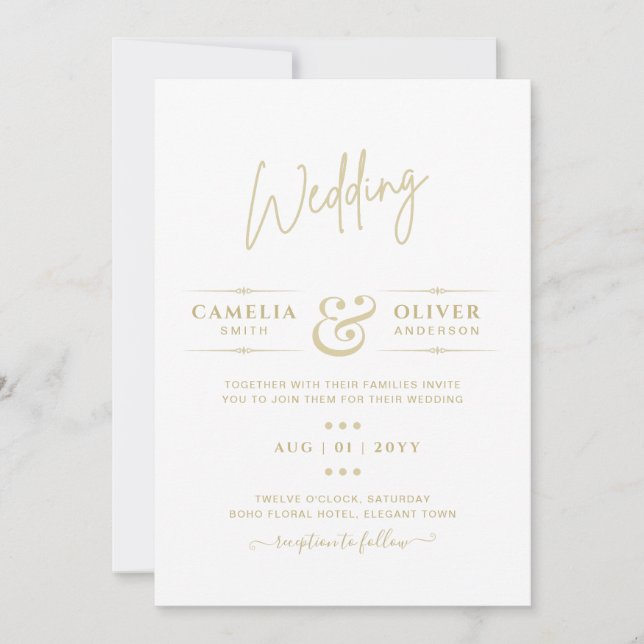 BUDGET Typography Colorways Wedding Invitation (Front)