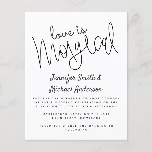 Budget Typography Love is Magical Script Wedding (Front)