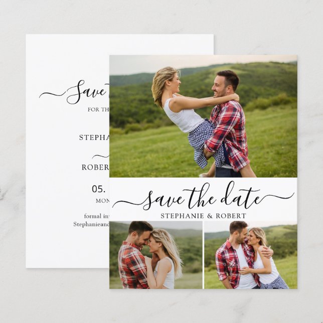 Budget Typography Photo Wedding Save The Date Card (Front/Back)
