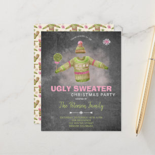 Budget ugly sweater Christmas party invitation