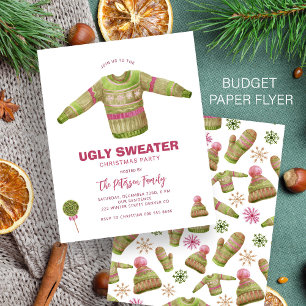 Budget Ugly sweater Christmas party invitation Flyer
