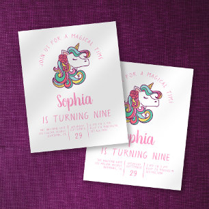 Budget Unicorn Kid's Birthday Party Invitation