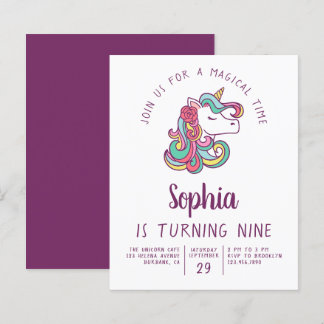 Budget Unicorn Kid's Birthday Party Invitation