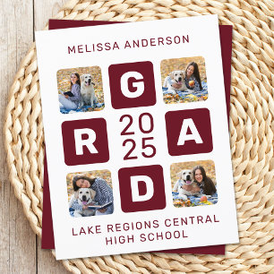 Budget Unique Grad Burgundy 4 Photo Graduation