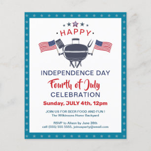 BUDGET USA Flag 4th of July BBQ Party Invitation Flyer