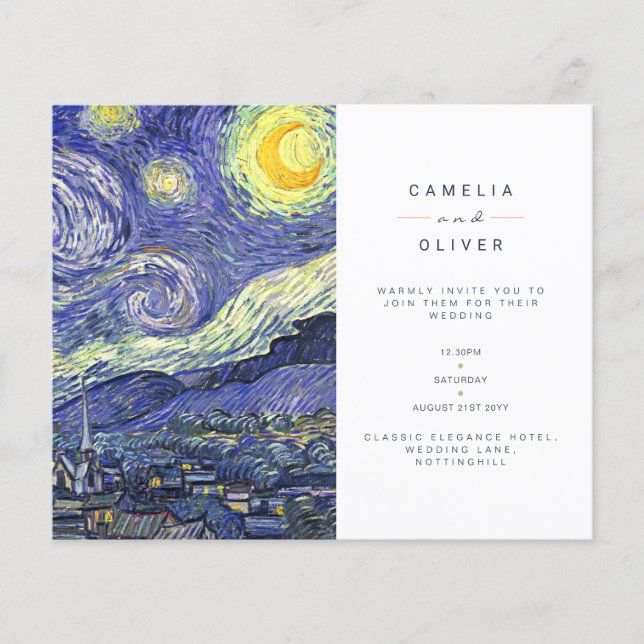 BUDGET Van Gough Starry Night Wedding Invite QR Fl Flyer (Front)