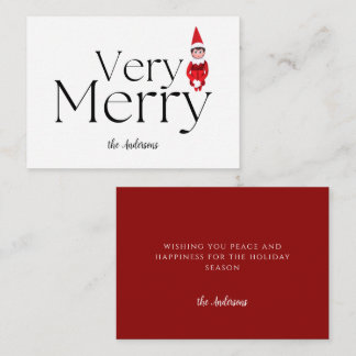 budget very merry christmas elf family holiday card