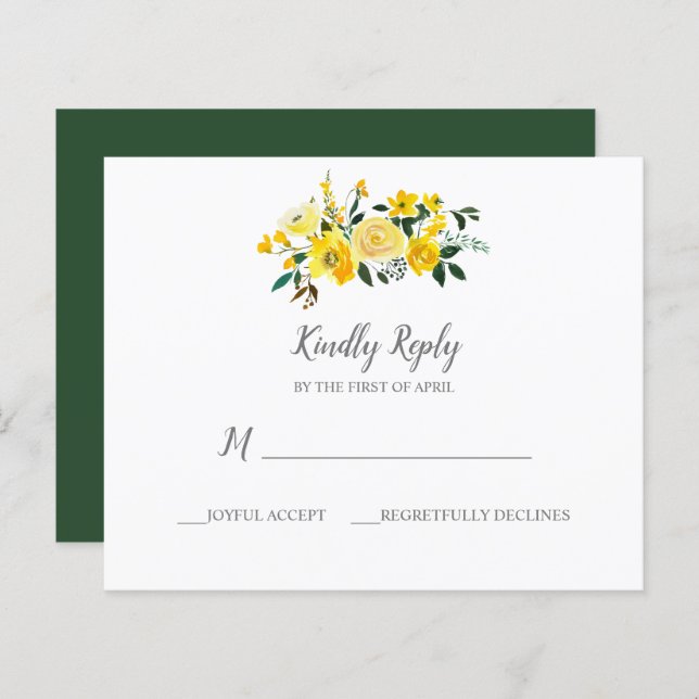 BUDGET Vibrant Yellow Floral Wedding  Response (Front/Back)