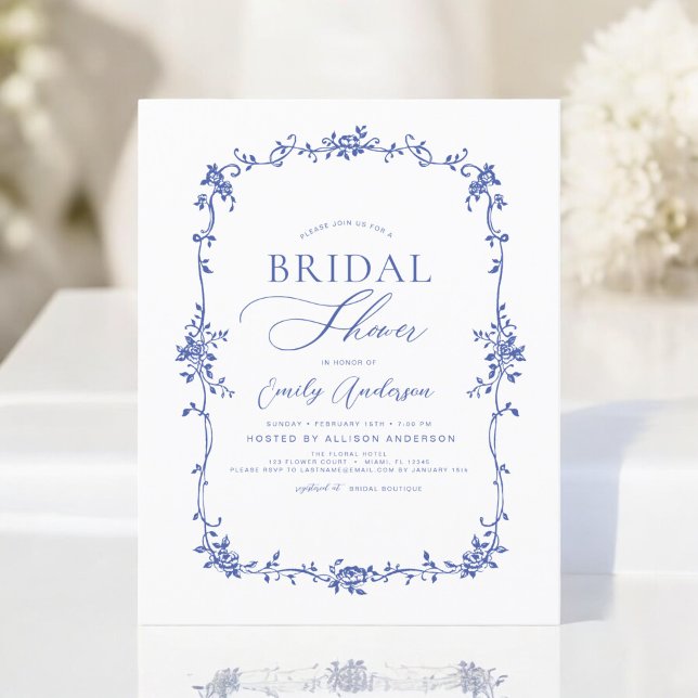 Budget Victorian Blue Bridal Shower Invitation Flyer (Creator Uploaded)