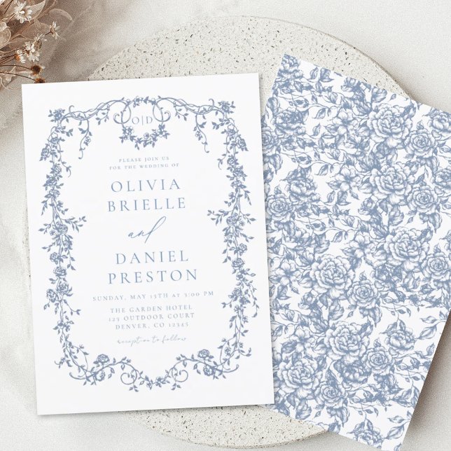 Budget Victorian Monogram French Blue Wedding (Creator Uploaded)