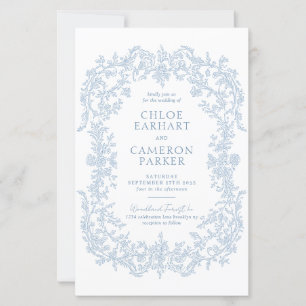 BUDGET Vintage Blue Baroque Line Art Wedding