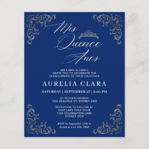 BUDGET Vintage Blue Silver Mis Quince Quinceañera