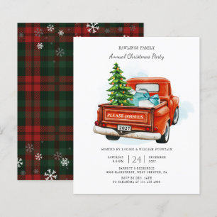 Budget Vintage Red Truck Christmas Invitation