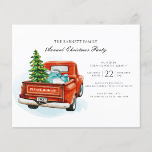 Budget Vintage Red Truck Christmas Invitation Flyer