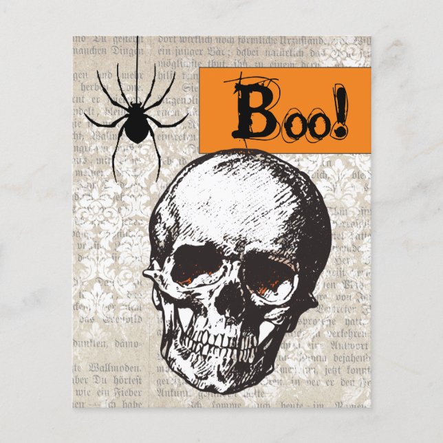 BUDGET Vintage Skull Halloween Card (Front)