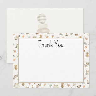Budget, Vintage Toy Boho Baby Shower Thank You Card