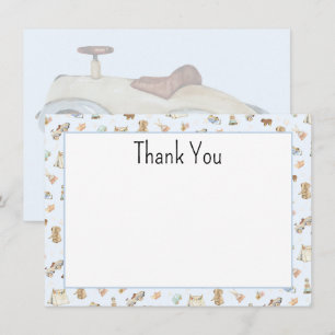 Budget, Vintage Toys Blue Baby Shower Thank You Card