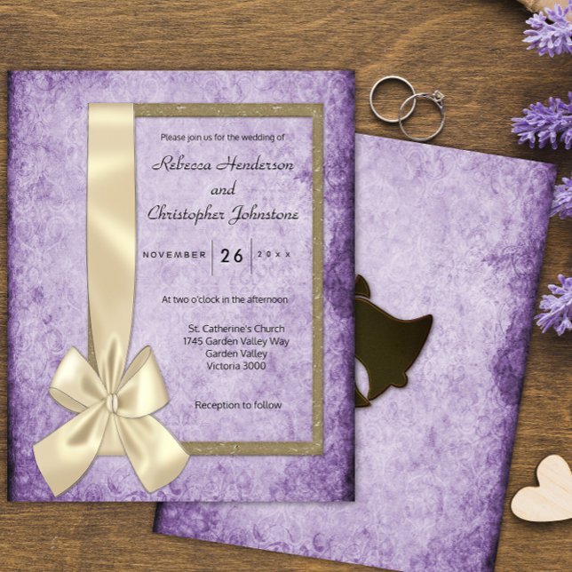 Budget Vintage Violet, Satin Ribbon Wedding Invite Flyer (Creator Uploaded)