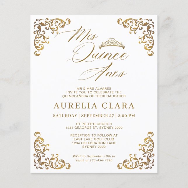 BUDGET Vintage White Gold Mis Quince Quinceañera (Front)