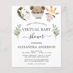 Budget Virtual Baby Shower Woodland Eucalyptus Flyer