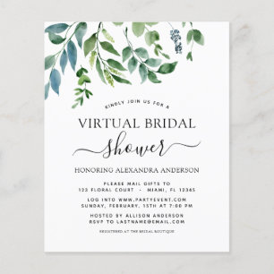 Budget Virtual Bridal Shower Greenery Invitation Flyer