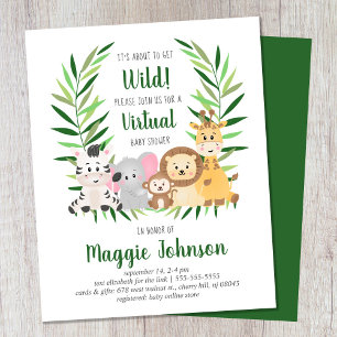 Budget Virtual Safari Baby Shower Invitation