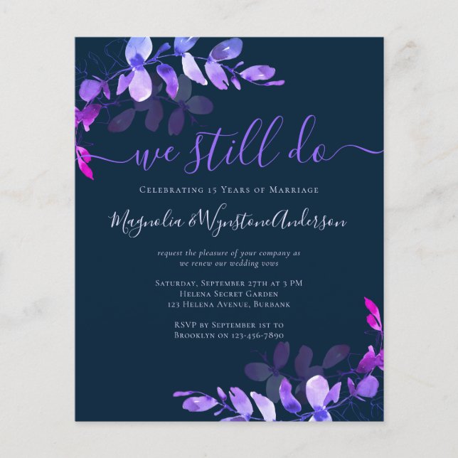 BUDGET Vow Renewal Invitation | Purple Eucalyptus (Front)