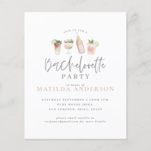 budget watercolor bachelorette party invitation