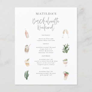 budget Watercolor bachelorette weekend itinerary Flyer