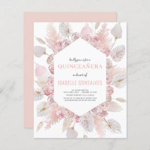 Budget Watercolor Boho QUINCEAÑERA Invitation