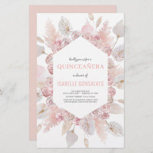 Budget Watercolor Boho QUINCEAÑERA Invitation
