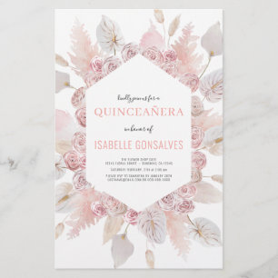 Budget Watercolor Boho QUINCEAÑERA Invitation Flyer