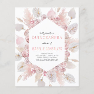 Budget Watercolor Boho QUINCEAÑERA Invitation Flyer