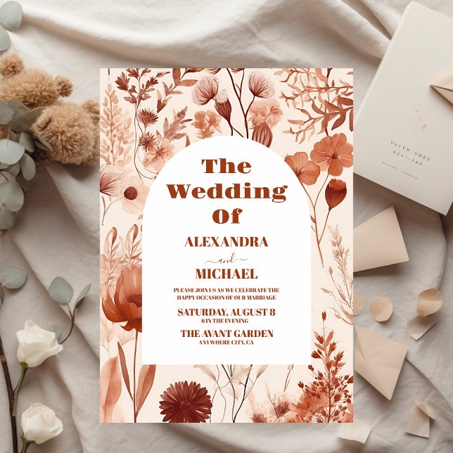 Budget  Watercolor  Burgundy Wildflowers Wedding Flyer (Creator Uploaded)