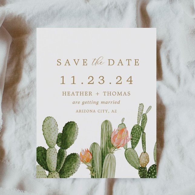 Budget Watercolor Cactus Dessert Save the Date (Creator Uploaded)