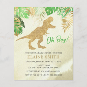 Budget Watercolor Dinosaur Baby Shower Invitation