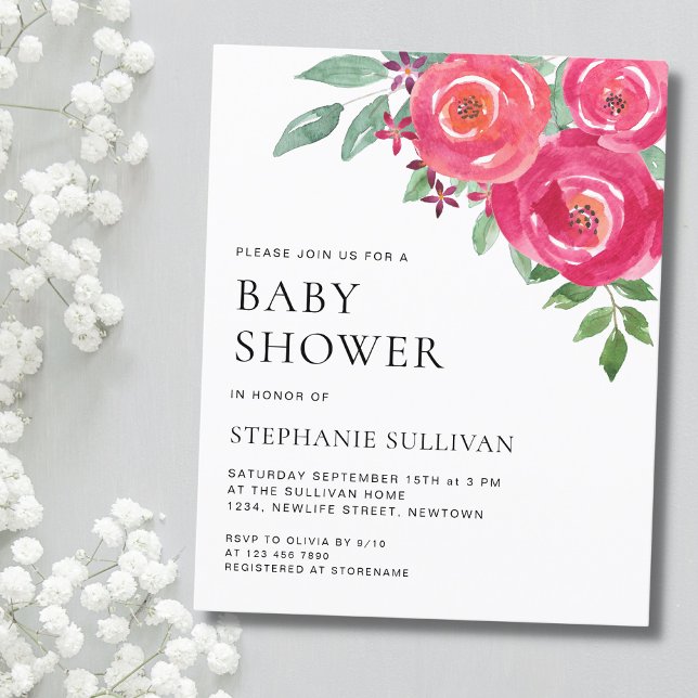 Budget Watercolor Floral Baby Shower Invitation (Creator Uploaded)