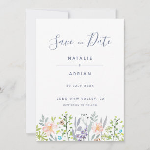 Budget watercolor floral country style rustic save the date