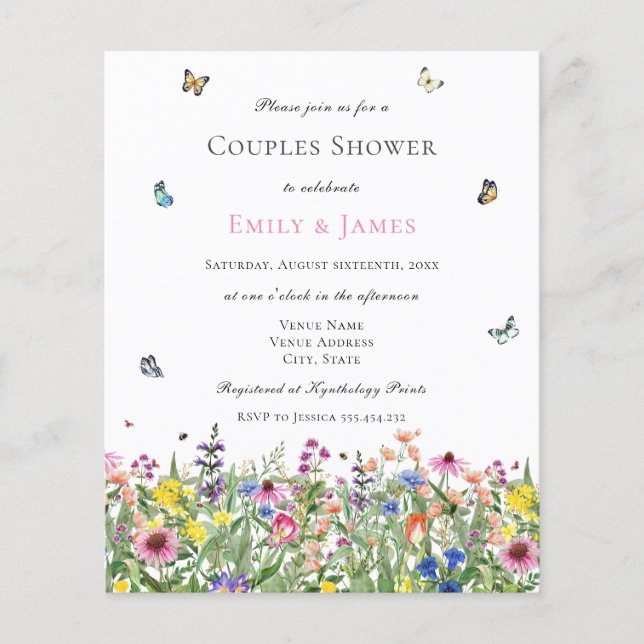 Budget Watercolor Floral Couples Shower (Front)
