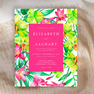 Budget Watercolor Floral Pink Wedding Invitation
