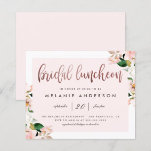 Budget Watercolor Floral Rose Gold Bridal Luncheon
