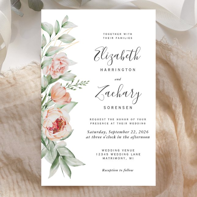 Budget Watercolor Floral Spring Wedding Invitation (Creator Uploaded)