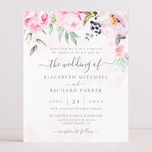 Budget Watercolor Floral Wedding Invitation