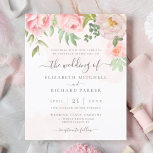 Budget Watercolor Floral Wedding Invitation